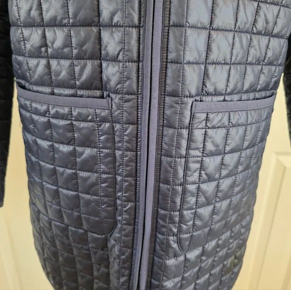 Athleta Grandview Prima Loft Long Quilted Jacket Navy Lightweight Puffer-SZ S - Picture 9 of 14